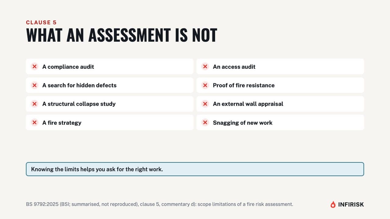 What an assessment is not: diagram from the INFIRISK video